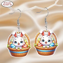 Разноцветный Пасхальные акриловые серьги-подвески, кролик с яйцом, платина, красочный, 50 мм