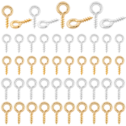 Золотой & Серебряный 320 шт. 4 стиль латунный винт рым-шпилька скобы, для поделок ювелирных изделий, золотой и серебряный, 8~10x4~5x1~1.5 мм, отверстие : 1.8~2.4 мм, штифты : 1.2~1.5 мм, 80 шт / стиль