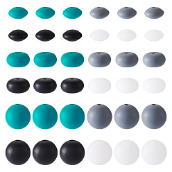 (52) Непрозрачная лаванда 120 шт. 4 цвета 3 стили рондель силиконовые фокусные бусины, разноцветные, 12~15x6.5~15 мм, отверстие : 2 мм