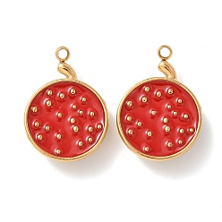 Арбуз 304 нержавеющей стальной эмали подвески, золотые, арбузные чары, 19x13x5 мм, отверстие : 1.4 мм