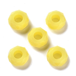 Желтый Cmолы европейские шарики, бусины с большим отверстием, граненые, рондель, желтые, 13.5x8 мм, отверстие : 5.5 мм