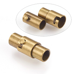 Brushed Antique Bronze Латунная фиксирующая трубка магнитные застежки, колонка, щеткой античная бронза, 15.5x6 мм, отверстие : 4 мм