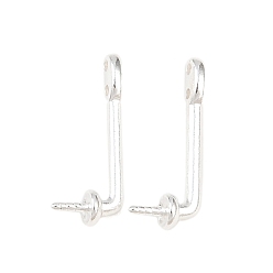 Посеребрённый Изделия из латуни, без кадмия и без свинца, за половину пробурено бисера, 925 серебро покрытием, 16x3x7 мм, отверстие : 0.9 мм, штифты : 0.8 мм