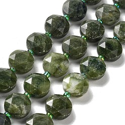 Chinese Jade Natural Chinese Southern Jade Beads Strands, with Seed Beads, Faceted Hexagonal Cut, Flat Round, 12~12.5x5~6mm, Hole: 1.2~1.4mm, about 27~29pcs/strand, 15.55~15.75 inck(39.5~40cm)