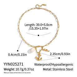 Anchor & Helm 304 ожерелья с геометрическими подвесками из нержавеющей стали для женщин, реальный 18 k позолоченный, якорь и штурвал, 15.35 дюйм (39 см)