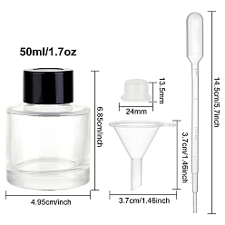 Electrophoresis Black Стеклянная бутылка для ароматерапии Benecreat, с крышкой из оксида алюминия и заглушкой из полипропилена, пластиковая воронка и переносные пипетки, электрофорез черный, 49.5x68.5 мм, емкость: 50 мл (1.69 жидких унций), 6 шт