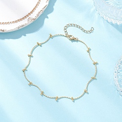 Золотой Браслеты на лодыжку из латунных изогнутых звеньев с круглыми подвесками-шармами для женщин, золотые, 9-1/2 дюйм (240 мм)