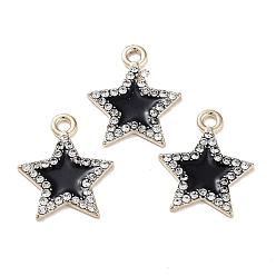 Звезда Подвески из эмали и сплава, со стразами, без кадмия и без свинца, золотые, звезда, 21x17x1.5 мм, отверстие : 2 мм