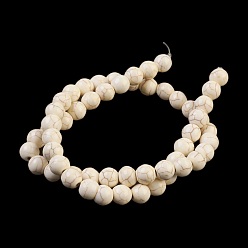 White Synthetic Turquoise Beads Strands, Dyed, Round, White, 8mm, Hole: 1mm, about 50pcs/strand, 15.35 inch