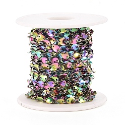 Rainbow Color Ионное покрытие (ip) 304 цепочки из нержавеющей стали со скрученными звеньями, несварные, с катушкой, Радуга цветов, 65.5x61 мм, около 32.8 футов (10 м) / рулон, 6.5x5x1 мм, отверстия: 1, 4x2x0.2 мм