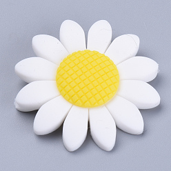 Белый Пищевые экологически чистые силиконовые фокусные шарики, цветок, белые, 40x40x10 мм, отверстие : 2 мм