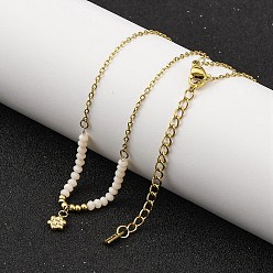 Розовый Ионное покрытие (ip) 304 ожерелья с подвесками в виде цветка из нержавеющей стали и стекла для женщин, реальный 14 k позолоченный, туманная роза, 15.67 дюйм (39.8 см)