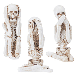 Светло-коричневый 3 шт. 3 стили скелеты из смолы для украшения дома, для украшения рабочего стола домашнего офиса, загар, 3pcas