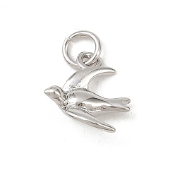 Платина Латунные подвески, амулеты птиц, долговечный, без свинца и без кадмия, стойки покрытие, с целью перехода в кольце, платина, 12.5x11x4 мм, отверстие : 3.3 мм
