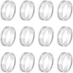 Нержавеющая Сталь Цвет 12шт. нержавеющая сталь с канавками для установки колец на пальцы, кольцевой сердечник, для изготовления инкрустации, цвет нержавеющей стали, размер США 11 1/2 (20.9 мм)