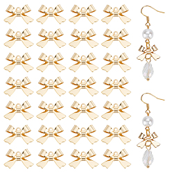 Настоящее золото 24K 50 латунные подвески шт., без свинца и без кадмия, бантом, реальный 24 k позолоченный, 11x16x4 мм, отверстие : 1 мм