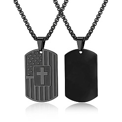 Черный 304 Подвеска-крест из нержавеющей стали в виде американского флага для мужчин, чёрные, 23.62 дюйм (60 см)