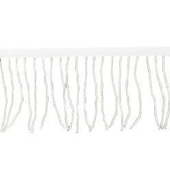 Белый 2 полиэфирная лента в ярдах, отделка кружевом с кисточками из стеклянного бисера, аксессуары для одежды, белые, 2-1/2 дюйм (65 мм), 2 ярдов / комплект