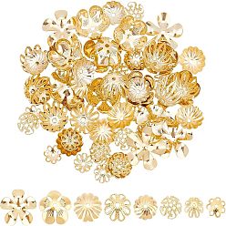 Золотой 80 шт. 8 стиль 304 колпачки для бусин из нержавеющей стали, мульти-лепесток, смешанный цветок, золотые, 7~15x7~15x1.5~7 мм, отверстие : 1~1.5 мм, 10 шт / стиль