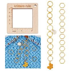 Бланшированный Миндаль Инструмент для вязания свитера из сплава и дерева, линейка плотности, бланшированный миндаль, шестиугольник: 1.5x1.7x0.15см