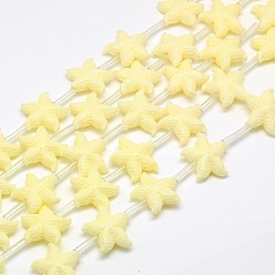 Лимонный шифон Синтетические коралловые бусины ниток, окрашенные, морская звезда / морские звезды, лимонный шифон, 14x16x6 мм, отверстие : 1 мм, около 20 шт / нитка, 16.14 дюйм