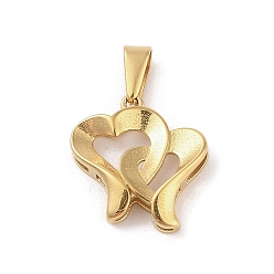 Золотой Вакуумное покрытие pvd 304 подвески из нержавеющей стали, шарма сердца, золотые, 20.5x18.5x4.5 мм, отверстие : 6x3 мм