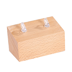 Bisque Wood Couple Rings Display Stands, Wooden Finger Ring Holder, Rectangle, Bisque, 4.5x8x4.5cm