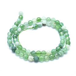 Medium Spring Green Natural Agate Beads, Dyed, Faceted Round, Medium Spring Green, 4mm, Hole: 1mm, about 93pcs/strand, 14.5 inch(37cm)