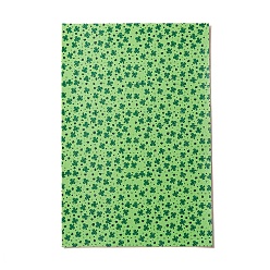 Grün PU Leder Stoff, Bekleidungszubehör, für DIY, Kleeblatt-Muster, grün, 30x20x0.1 cm