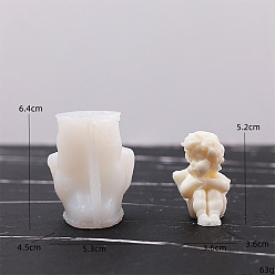 Белый 3d angel diy пищевые силиконовые формы для свечей, формы для ароматерапевтических свечей, формы для изготовления ароматических свечей, белые, 6.4x5.3x4.5 см, Внутренний диаметр: 5.2x3.6x3.6 cm