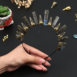 Лабрадорита Ободки для волос из натурального лабрадорита, аксессуары для волос для женщин и девочек, 185x155x15 мм