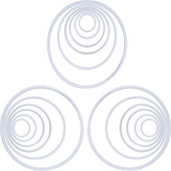 White Hoops Macrame Rin, for Crafts and Woven Net/Web with Feather Supplies, White, 30pcs/set
