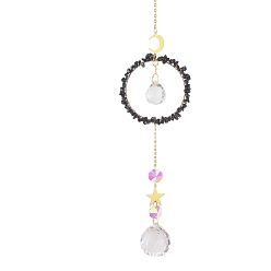 Биотит Хрустальное стекло с подвеской в виде ловца солнца из черного обсидиана, создатель радуги, украшение сада и дома своими руками, 480 мм