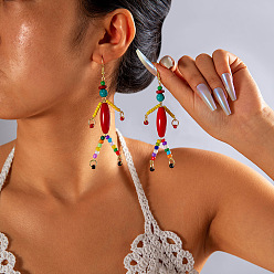 Разноцветный Серьги-подвески из сплава, акрила, смолы и стекла на Хэллоуин, череп, золотые, красочный, 103x45 мм