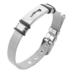 Key 201 Браслеты для часов из нержавеющей стали для мужчин и женщин, цвет нержавеющей стали, ключ, 8.46 дюйм (21.5 см)