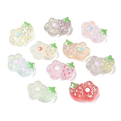 Mixed Color Plastic Enamel Beads, Flower & Strawberry, Mixed Color, 15x22x8.5mm, Hole: 1.5mm