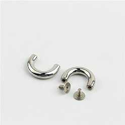 Platinum Zinc Alloy Metal Buckle U Rings, with Screw, for Handbag Strap Hangers Hardware Accessories, Platinum, 24x16x5mm, Hole: 2.5mm