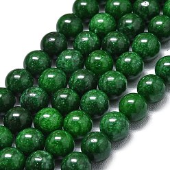 Зеленый Натуральный Malaysia нефритовые бусы пряди, окрашенная и подогревом, круглые, зелёные, 11.5~12.5 мм, отверстие : 1.2 мм, около 35 шт / нитка, 14.96 дюйм (38 см)
