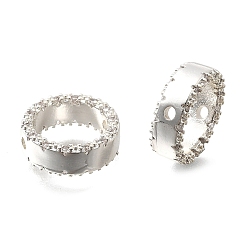 Серебро Латунной шариковой кадра, круглые кольца, серебряные, 12x4 мм, отверстие : 1.4 мм