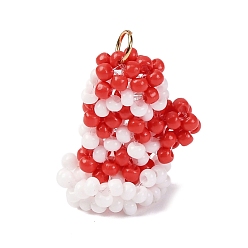 Красный Подвески в виде перчаток из стеклянного бисера, с 304 кольцами из нержавеющей стали, реальный 18 k позолоченный, красные, 20x16x11 мм