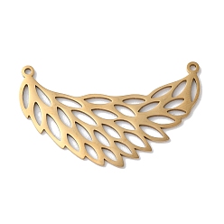 Золотой 304 из нержавеющей стали полые подвески, прелести из перьев, золотые, 23x28x1 мм, отверстие : 1.4 мм