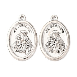 Античное Серебро Подвески из сплава в тибетском стиле, овал с амулетами святого Антония, без свинца и без кадмия, античное серебро, 26x16.5x3 мм, отверстие : 1.5 мм, Около 307 шт / 1000 г