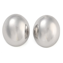 Платина Овальные серьги-гвоздики из латуни, платина, 25x21.5 мм