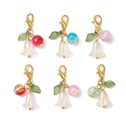 (52) Непрозрачная лаванда 6шт. Цветочные круглые акриловые и стеклянные подвесные украшения, подвески с застежкой-клешней в виде лобстера для украшений сумок, разноцветные, 29 мм