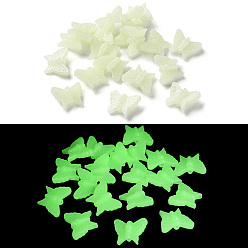 Бледно-Зеленый Светящиеся непрозрачные акриловые бусины, бабочка, светится в темноте, бледно-зеленый, 13x16x6 мм, отверстие : 1.8 мм, Около 1200 шт / 500 г