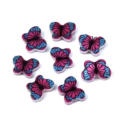 Camellia Printed Natural Freshwater Shell Beads, Butterfly, Camellia, 8~9x11~12x2.5~3mm, Hole: 0.8~0.9mm