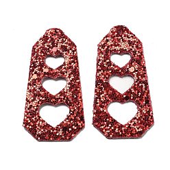 Сердце Большие кожаные подвески, с железным кольцом, коллекция ко дню святого валентина, сердце, 62.5x31x2 мм, отверстие : 1.6 мм