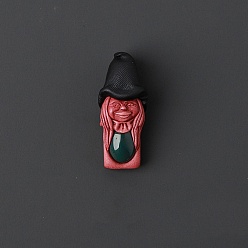 Chalcedony Natural Chalcedony Pendants, Elf with Witch Hat Charm, 45x20mm
