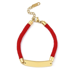 Красный Ионное покрытие (IP) 304 браслеты из нержавеющей стали для женщин, нейлона шнур браслеты, золотые, красные, 6-7/8 дюйм (17.5 см)