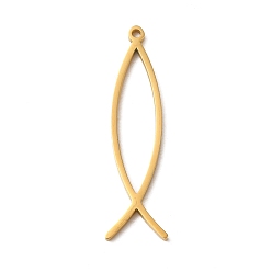 Золотой 304 подвески из нержавеющей стали, Очарование рыбы-Иисуса, золотые, 31x8.5x1 мм, отверстие : 1.2 мм